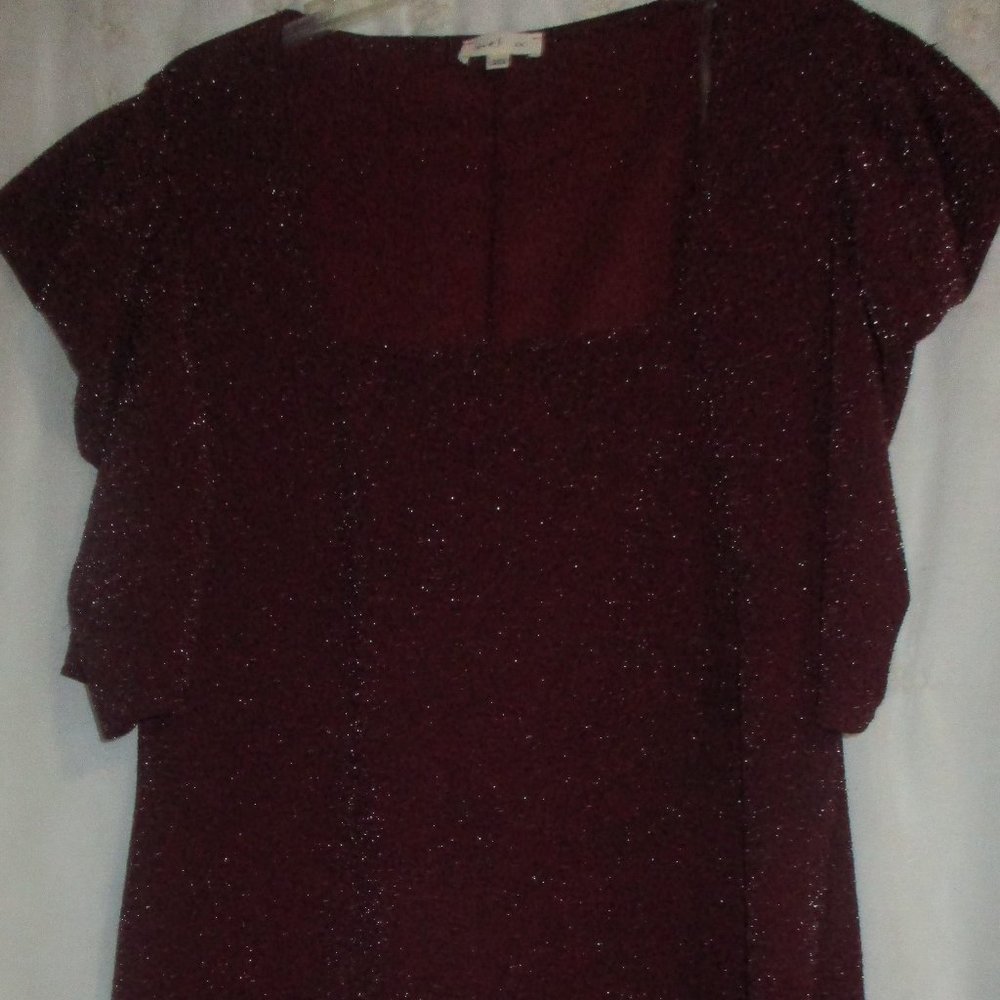 LOVE J  Design   Short Glittered Burgundy Party Dress   Size 1X